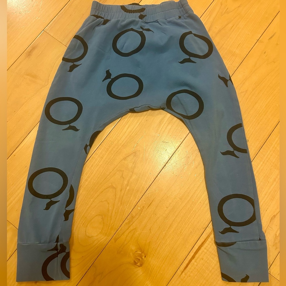 Moi Blue Joggers with Black Raven Circle Design